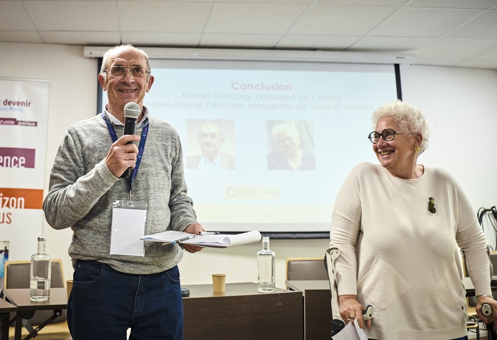 Michel Dubourg, président de l'AEHM et Marie-Sophie Desaulle, présidente de Vivre et devenir