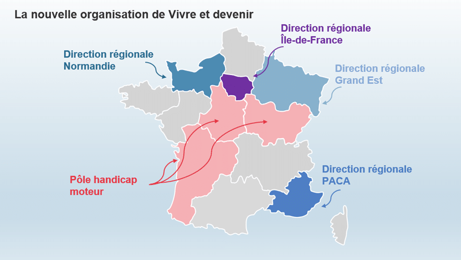 Carte avec la nouvelle organisation de Vivre et devenir